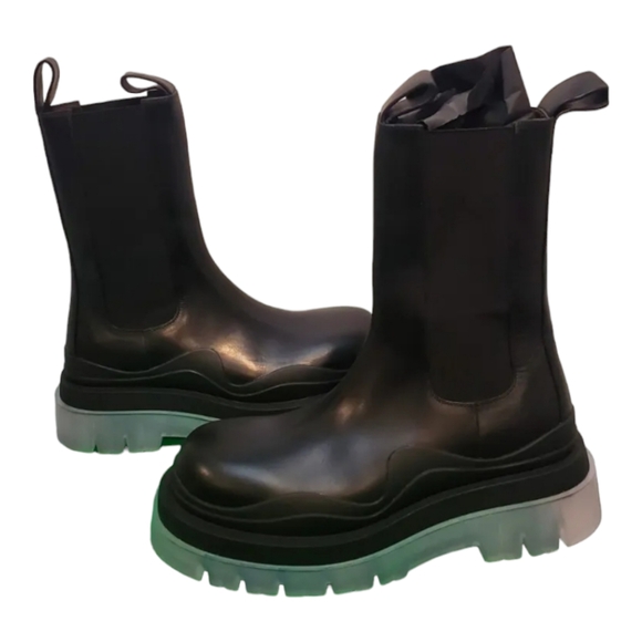 Bottega Veneta Clear Sole Tire Chelsea Leather Boots | SIZE EU 42/US 9 | BLACK - Picture 8 of 9